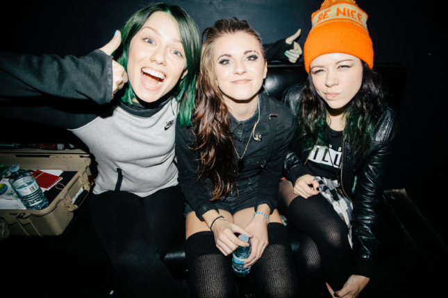 (left to right) Jenna McDougall of Tonight Alive, Lynn Gunn of PVRIS, Tay Jardine of We Are The In Crowd